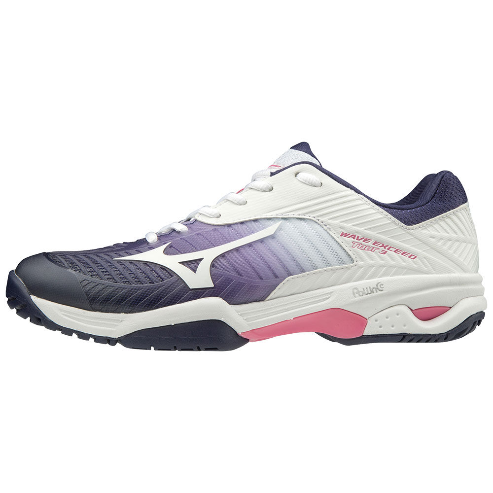 Zapatos De Tenis Mizuno Wave Exceed Tour 3 AC Para Mujer Blancos/Morados/Rosas 0194523-WH